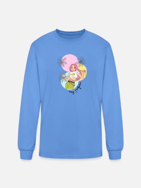 Pastel Leafy Heroine - Men's Long Sleeve T-Shirt - carolina blue