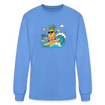 Cool Surfing Pineapple Summer Vector Art - Men's Long Sleeve T-Shirt - carolina blue - Front