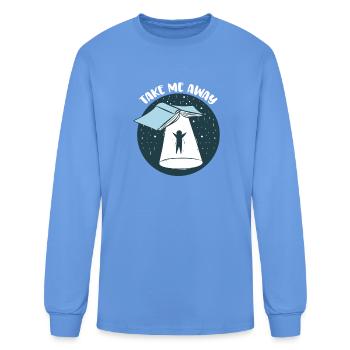 Funny Book Lover UFO Take Me Away Book Club Book - Men's Long Sleeve T-Shirt - carolina blue - Front