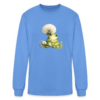 Cute Frog With Dandelion Nature Woodland Animal - Men's Long Sleeve T-Shirt - carolina blue - Front