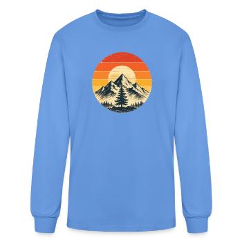 Retro_Mountain_Sunset_Pine_Tree_Nature_Hiking_T - Men's Long Sleeve T-Shirt - carolina blue - Front