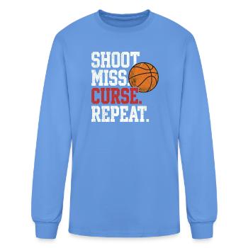 Shoot Miss Curse Repeat Basketball Art - Men's Long Sleeve T-Shirt - carolina blue - Front
