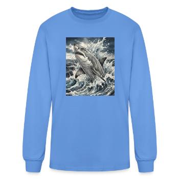 Shark Surge in Tidal Spray - Men's Long Sleeve T-Shirt - carolina blue - Front