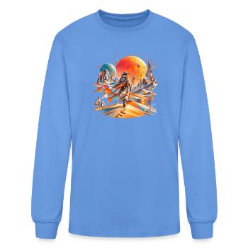 Cosmic Wanderer in Neon Dunes - Men's Long Sleeve T-Shirt - carolina blue - Front