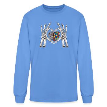 Skeleton Hands Form Puzzle Heart - Men's Long Sleeve T-Shirt - carolina blue - Front