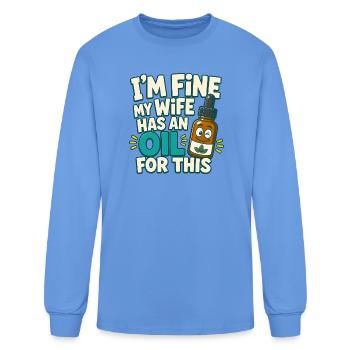 Huile pour ça : Dessin animé « Je vais bien » - T-shirt à manches longues Homme - bleu caroline - Devant