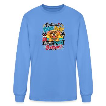 National Dog Day 2026 – Golden Retriever Dog Lover - Men's Long Sleeve T-Shirt - carolina blue - Front