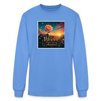 Bloom Where You Are Planted Floral Sunrise - Men's Long Sleeve T-Shirt - carolina blue - Front