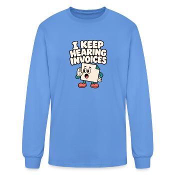 Hearing Invoices Cartoon Tee - Men's Long Sleeve T-Shirt - carolina blue - Front