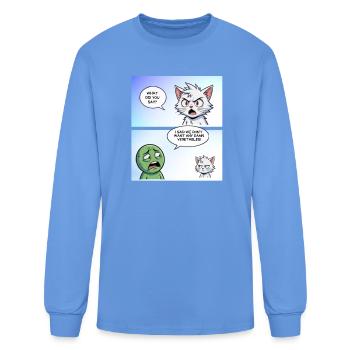 Angry Cat vs Veggie Stand-off - Men's Long Sleeve T-Shirt - carolina blue - Front
