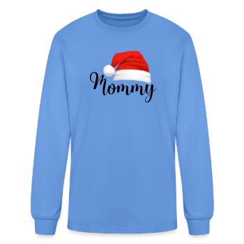 Christmas Mommy Santa Hat Cute Holiday Family Matc - Men's Long Sleeve T-Shirt - carolina blue - Front