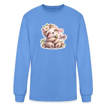 Blossom Sloth Smile - Men's Long Sleeve T-Shirt - carolina blue - Front