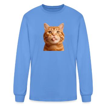 Playful Orange Cat Tongue Pop - Men's Long Sleeve T-Shirt - carolina blue - Front