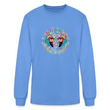 Twin Crowned Faces Mandala - Men's Long Sleeve T-Shirt - carolina blue - Front