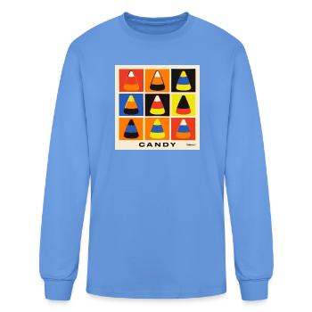 Pop Art Candy Corn Halloween Warhol Style Grid - Men's Long Sleeve T-Shirt - carolina blue - Front