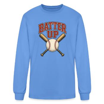Batter Up Baseball Crest - Men's Long Sleeve T-Shirt - carolina blue - Front