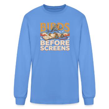 birds before screens - Men's Long Sleeve T-Shirt - carolina blue - Front