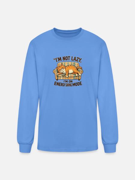 Lazy_Cat - Men's Long Sleeve T-Shirt - carolina blue