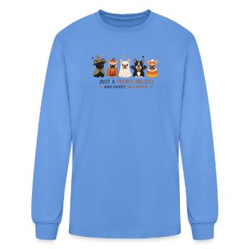 French Bulldog Halloween Crew - Men's Long Sleeve T-Shirt - carolina blue - Front