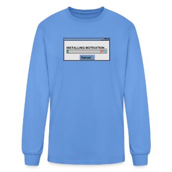 Retro Pixel Art Installing Motivation 1% - Men's Long Sleeve T-Shirt - carolina blue - Front