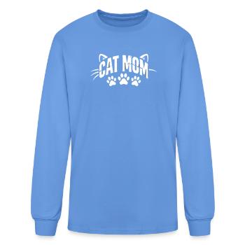 Cat Mom Paws Lettering - Men's Long Sleeve T-Shirt - carolina blue - Front