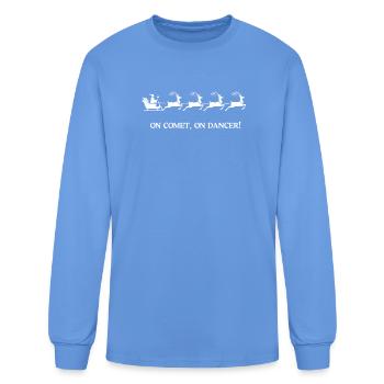 On Comet Dancer Santa Sleigh Christmas Gift - Men's Long Sleeve T-Shirt - carolina blue - Front