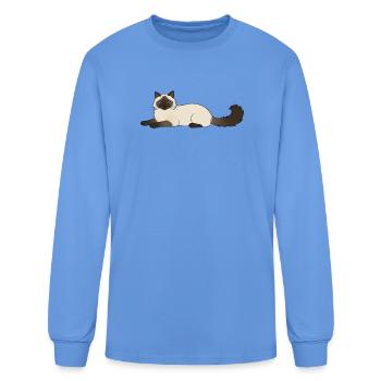 Cream Siamese Lounge Cat - Men's Long Sleeve T-Shirt - carolina blue - Front