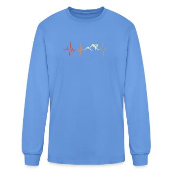 Mountain Biker Heartbeat - Men's Long Sleeve T-Shirt - carolina blue - Front