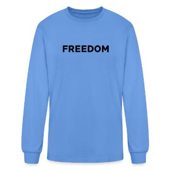Freedom Bold Distressed Typography - Men's Long Sleeve T-Shirt - carolina blue - Front