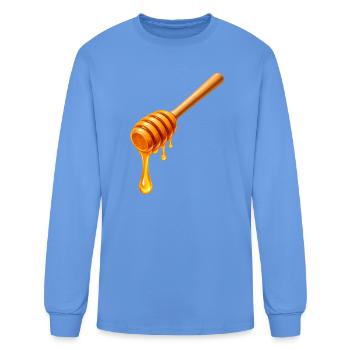 Honey Spoon with Dripping Honey Illustration - Men's Long Sleeve T-Shirt - carolina blue - Front