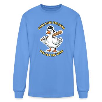 Mess With The Honk You Get The Bonk Angry Goose. - Men's Long Sleeve T-Shirt - carolina blue - Front