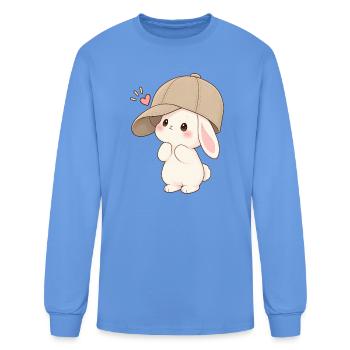 Pastel Bunny Cap Charm - Men's Long Sleeve T-Shirt - carolina blue - Front