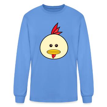Cute Cartoon Chicken Head Vector Illustration - Men's Long Sleeve T-Shirt - carolina blue - Front