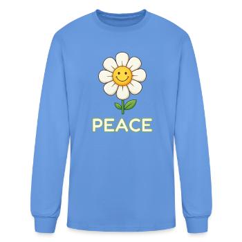 Anti-War Peace Daisy Flower - Pro Peace  - Men's Long Sleeve T-Shirt - carolina blue - Front