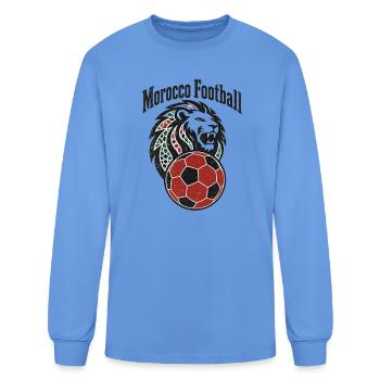 Morocco Football Atlas Lion Vintage Soccer Fan  - Men's Long Sleeve T-Shirt - carolina blue - Front