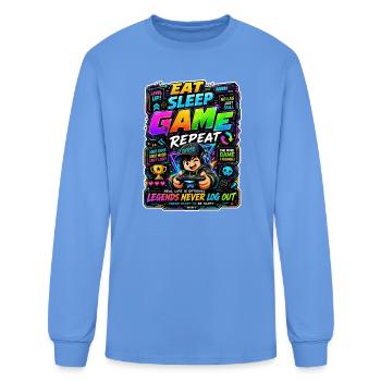 Eat Sleep Game Repeat Neon - Men's Long Sleeve T-Shirt - carolina blue - Front