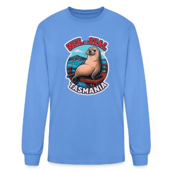 Neil the Seal Tasmania Patch - Men's Long Sleeve T-Shirt - carolina blue - Front