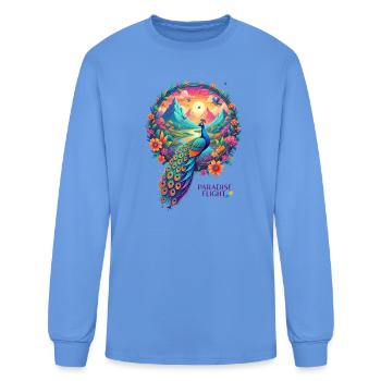 Paradise Flight Peacock - Men's Long Sleeve T-Shirt - carolina blue - Front