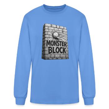 Monster Block – Funny Volleyball Blocker - Men's Long Sleeve T-Shirt - carolina blue - Front