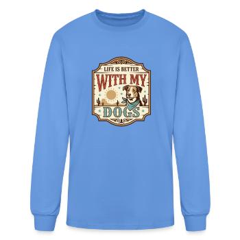 Life Is Better With My Dogs Vintage Western - Men's Long Sleeve T-Shirt - carolina blue - Front