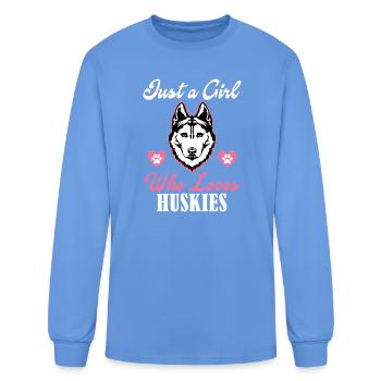 Just a Girl Who Loves Huskies - Men's Long Sleeve T-Shirt - carolina blue - Front