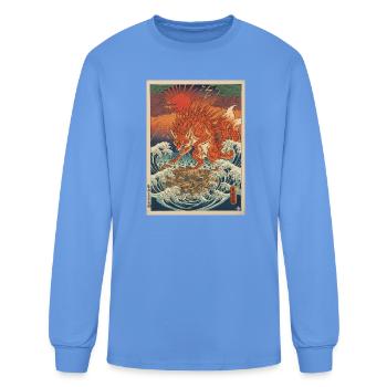 Solar Kitsune Over Waves - Men's Long Sleeve T-Shirt - carolina blue - Front