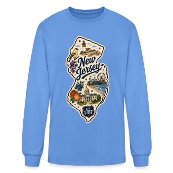 Autocollant de voyage vintage du New Jersey Garden State - T-shirt à manches longues Homme - bleu caroline - Devant