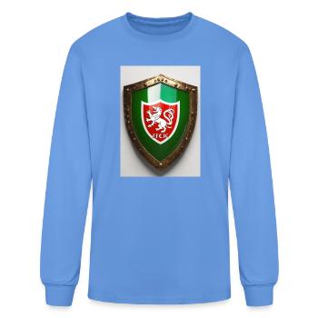 Emerald Crest Shield with Lion - Men's Long Sleeve T-Shirt - carolina blue - Front