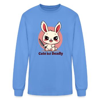 Cute Bunny with a Dagger Design - Men's Long Sleeve T-Shirt - carolina blue - Front