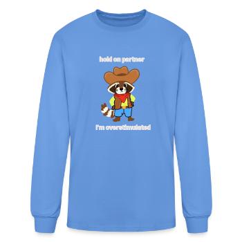 overstimulated cowboy racoon - Men's Long Sleeve T-Shirt - carolina blue - Front