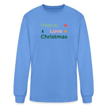 Peace Love Christmas Tee - Men's Long Sleeve T-Shirt - carolina blue - Front