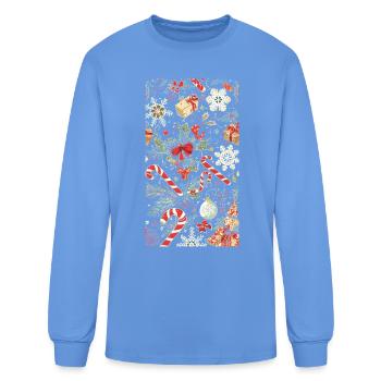 Festive Snowflake Candy Pattern - Men's Long Sleeve T-Shirt - carolina blue - Front