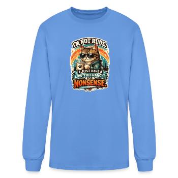 Low Tolerance Cat Humor - Men's Long Sleeve T-Shirt - carolina blue - Front