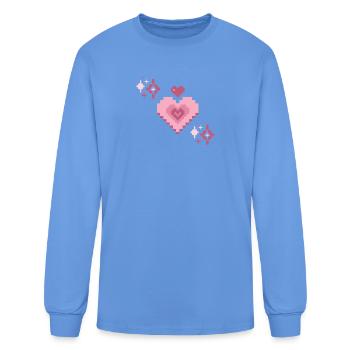 Pixel Heart - Retro Love Design - Men's Long Sleeve T-Shirt - carolina blue - Front